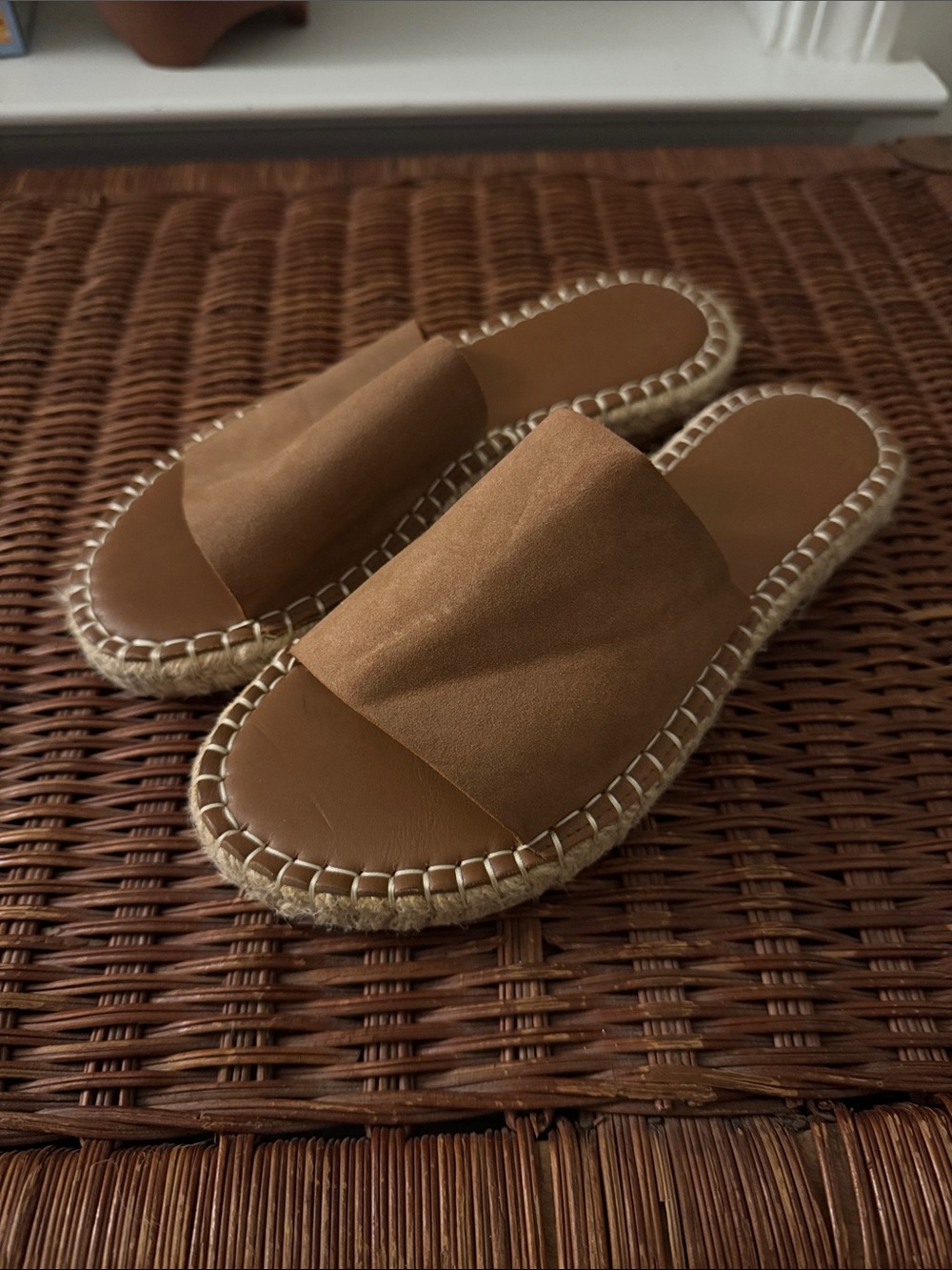 Abercrombie & Fitch Tan Suede Slide Espadrille Sandals